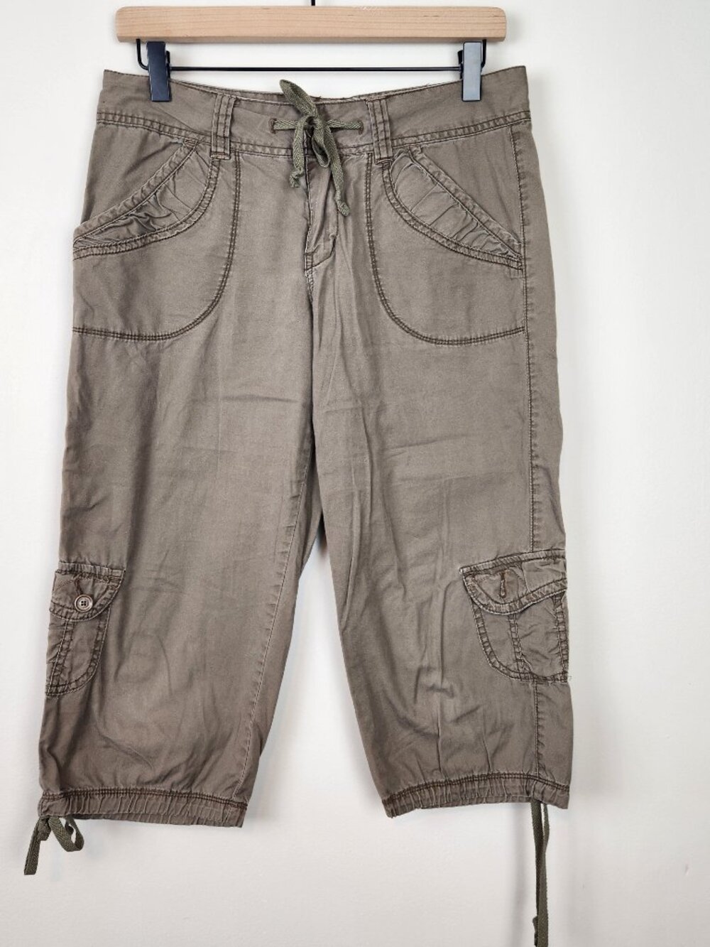 VTG Unionbay Cargo Capri Pants Juniors Size 5 Brown Low Rise Utility Y2K